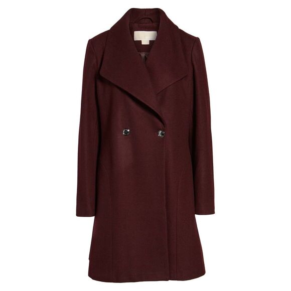 NEW NWT Michael Kors (red) Burgundy Double Breasted Wool Swing Coat Sz 14 xl - Picture 1 of 12